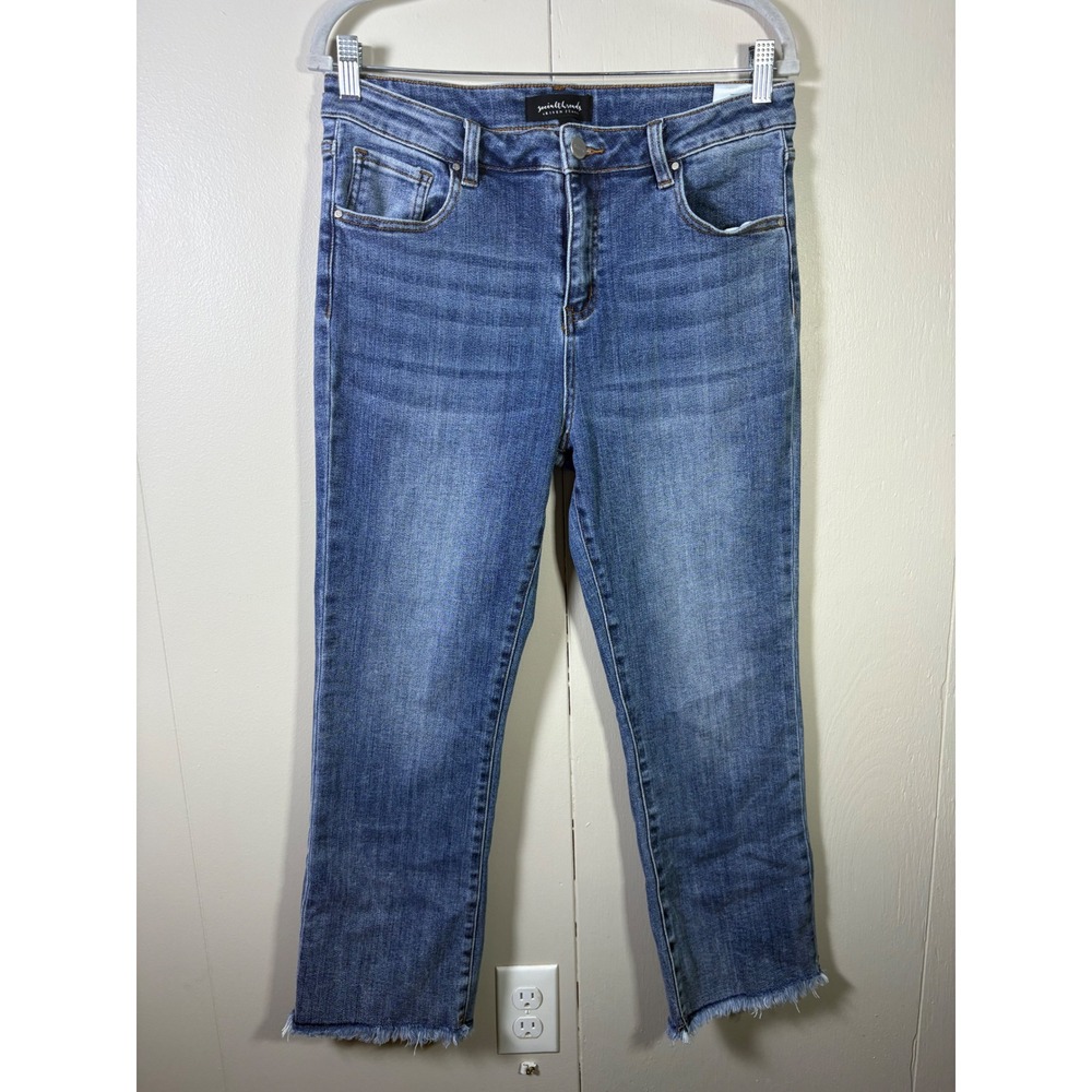 Social Threads Risen Jeans 15/32 Blue Raw Hem Crop‎ Leg Coastal Casual Boho